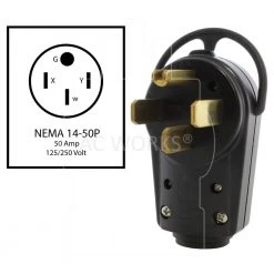 50 Amp NEMA 14-50P DIY Assembly Plug by AC WORKS -AC WORKS Shop black ac works electrical plugs connectors as1450p c3 1000