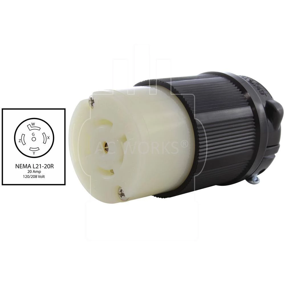 NEMA 20 Amp 3-Phase 120/208-Volt 3PY 5-Wire Locking Female Connector with UL C-UL Approval by AC WORKS 4 NEMA 20 Amp 3-Phase 120/208-Volt 3PY 5-Wire Locking Female Connector with UL C-UL Approval by AC WORKS - Image 2