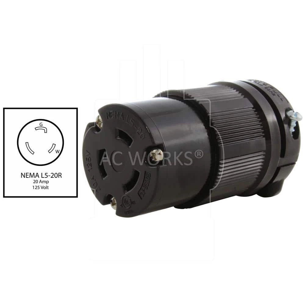 NEMA 20 Amp 125-Volt 3-Prong Locking Female Connector with UL C-UL Approval by AC WORKS 4 NEMA 20 Amp 125-Volt 3-Prong Locking Female Connector with UL C-UL Approval by AC WORKS - Image 2
