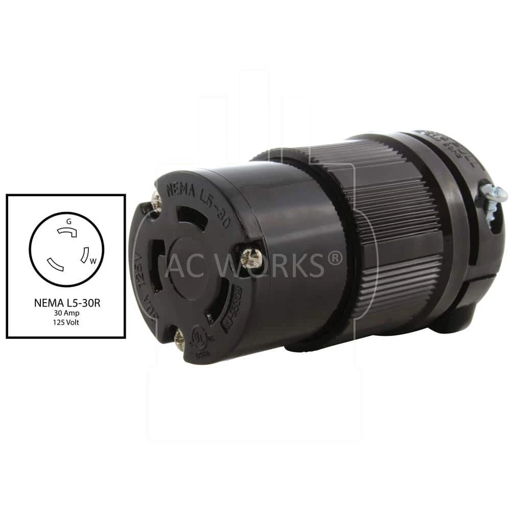 NEMA 30 Amp 125-Volt 3-Prong Locking Female Connector with UL C-UL Approval by AC WORKS 4 NEMA 30 Amp 125-Volt 3-Prong Locking Female Connector with UL C-UL Approval by AC WORKS - Image 2