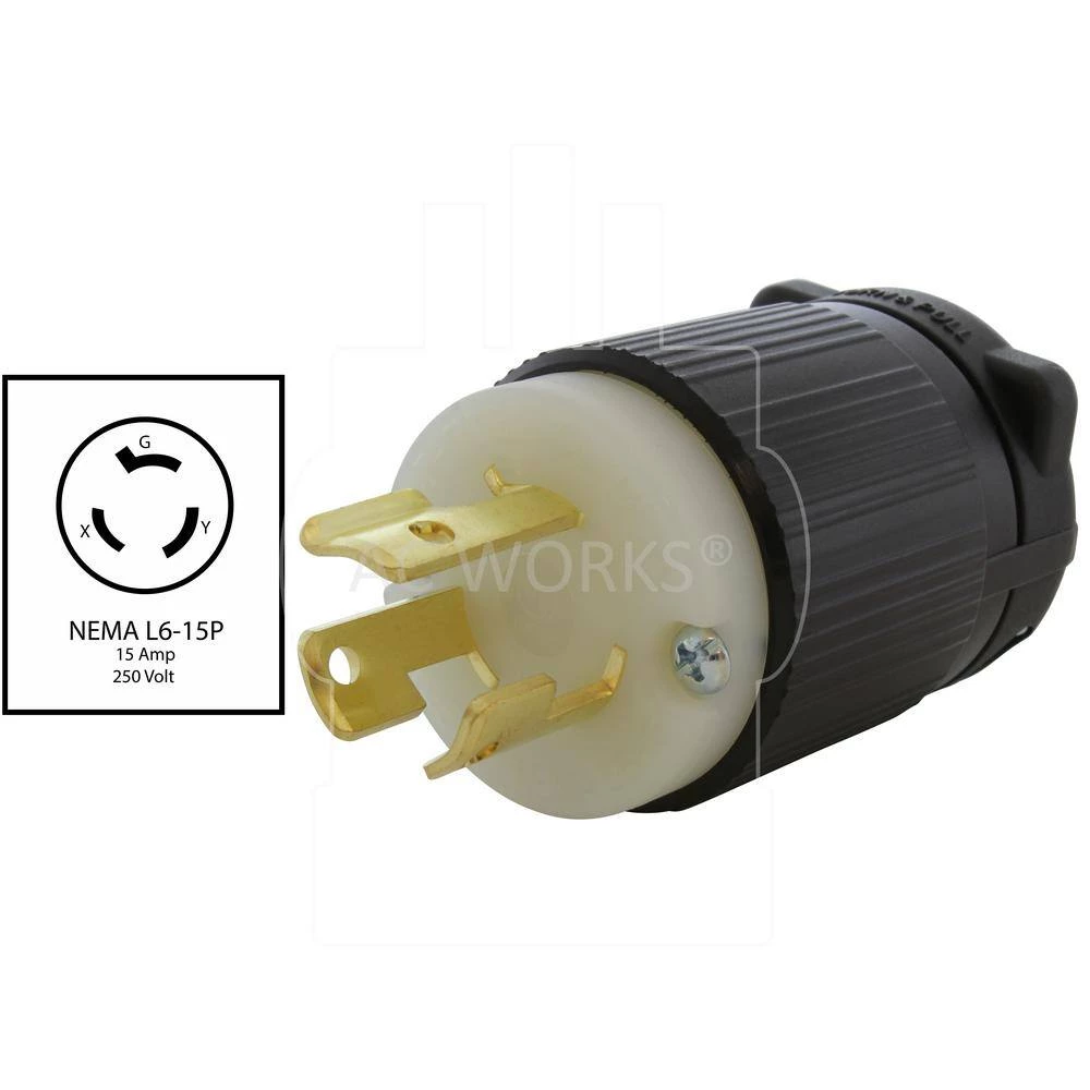 NEMA L6-15P 15 Amp 250-Volt 3-Prong Locking Male Plug by AC WORKS 4 NEMA L6-15P 15 Amp 250-Volt 3-Prong Locking Male Plug by AC WORKS - Image 2