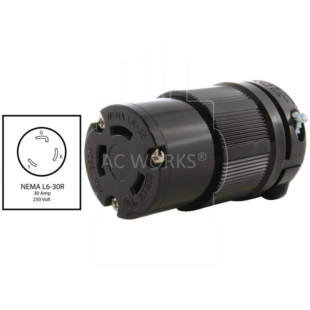 NEMA 30 Amp 250-Volt 3-Prong Locking Female Connector with UL C-UL Approval by AC WORKS 4 NEMA 30 Amp 250-Volt 3-Prong Locking Female Connector with UL C-UL Approval by AC WORKS - Image 2
