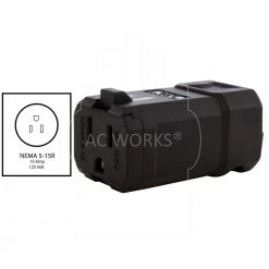 15 Amp 125-Volt NEMA 5-15P Square Household Female Connector with UL, C-UL Approval by AC WORKS -AC WORKS Shop black ac works electrical plugs connectors asq515r bk c3 1000