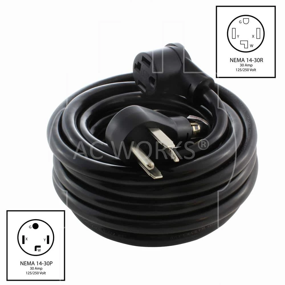 10 ft. 30 Amp 125/250 -Volt NEMA 14-30 4-Prong Dryer Heavy-Duty STW 10/4 Extension Cord by AC WORKS 4 10 ft. 30 Amp 125/250 -Volt NEMA 14-30 4-Prong Dryer Heavy-Duty STW 10/4 Extension Cord by AC WORKS - Image 2