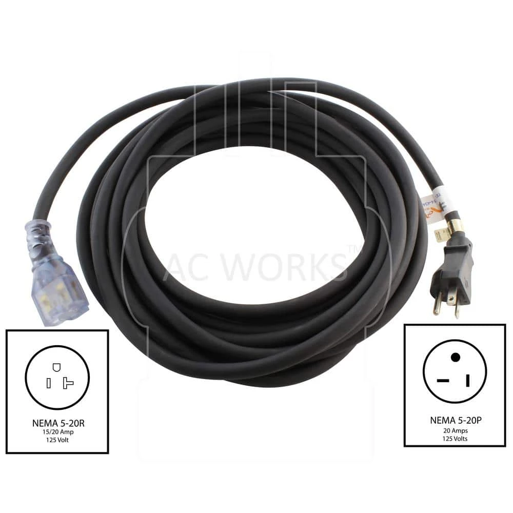 50 ft. NEMA 5-20 T-Blade Indoor/Outdoor Extension Cord with Indicator Light by AC WORKS 4 50 ft. NEMA 5-20 T-Blade Indoor/Outdoor Extension Cord with Indicator Light by AC WORKS - Image 2