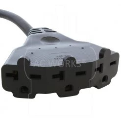 10 ft. SJTW 12/3 NEMA 6-20 20 Amp 220-Volt Plug to 15/20 Amp 220-Volt Multi-Outlets Extension Cord by AC WORKS -AC WORKS Shop black ac works general purpose cords s620w620 010 1f 1000