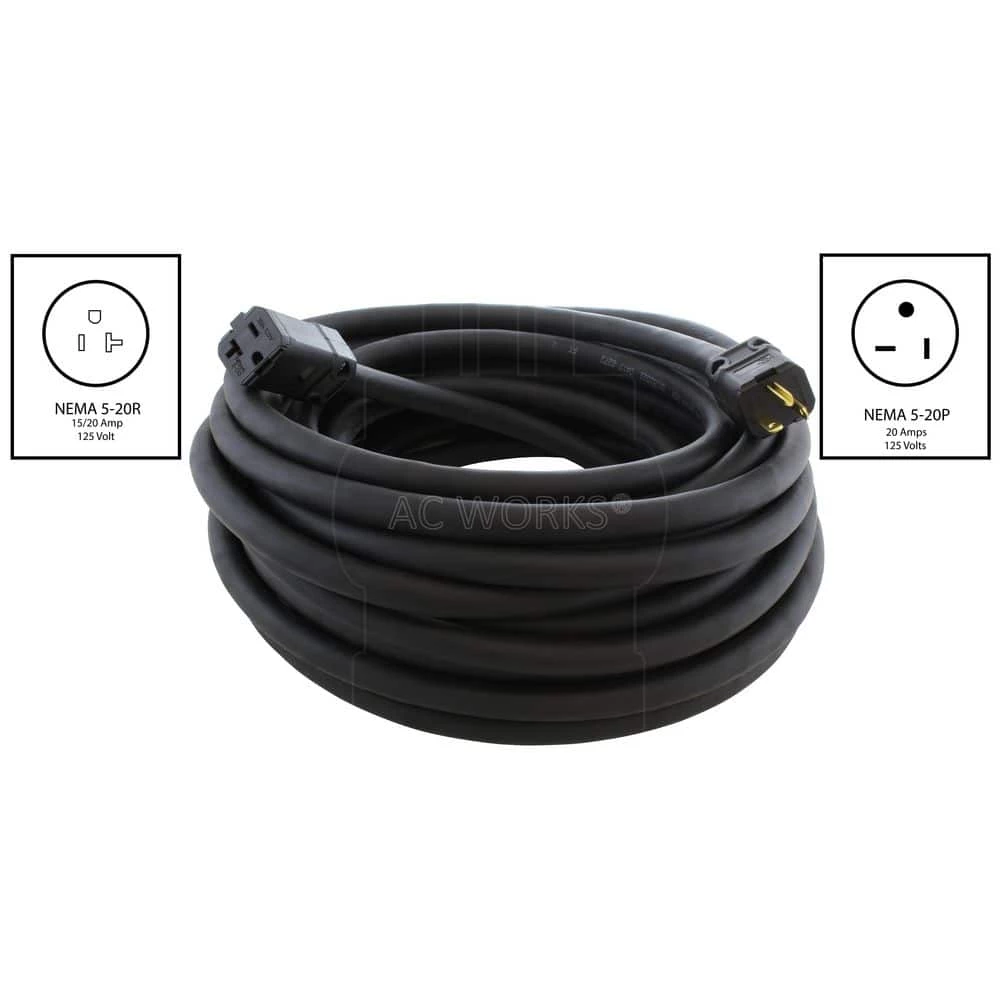 100 ft. SOOW 10-Gauge Amp 125-Volt NEMA 5-20 Over Kill Super Duty Rubber Extension Cord by AC WORKS 4 100 ft. SOOW 10-Gauge Amp 125-Volt NEMA 5-20 Over Kill Super Duty Rubber Extension Cord by AC WORKS - Image 2