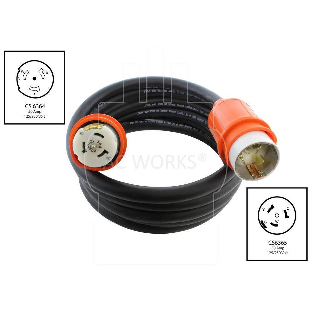 25 ft. SOOW 6/4 CS6365/CS6364 Temp Power 50 Amp Generator Cord by AC WORKS 4 25 ft. SOOW 6/4 CS6365/CS6364 Temp Power 50 Amp Generator Cord by AC WORKS - Image 2