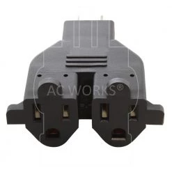 NEMA 5-15P to (2) 5-15R Regular Household 3-Prong Heavy Duty Dual Outlets Adapter by AC WORKS 11 NEMA 5-15P to (2) 5-15R Regular Household 3-Prong Heavy Duty Dual Outlets Adapter by AC WORKS -AC WORKS Shop black ac works plug adapters ws 076 1f 1000