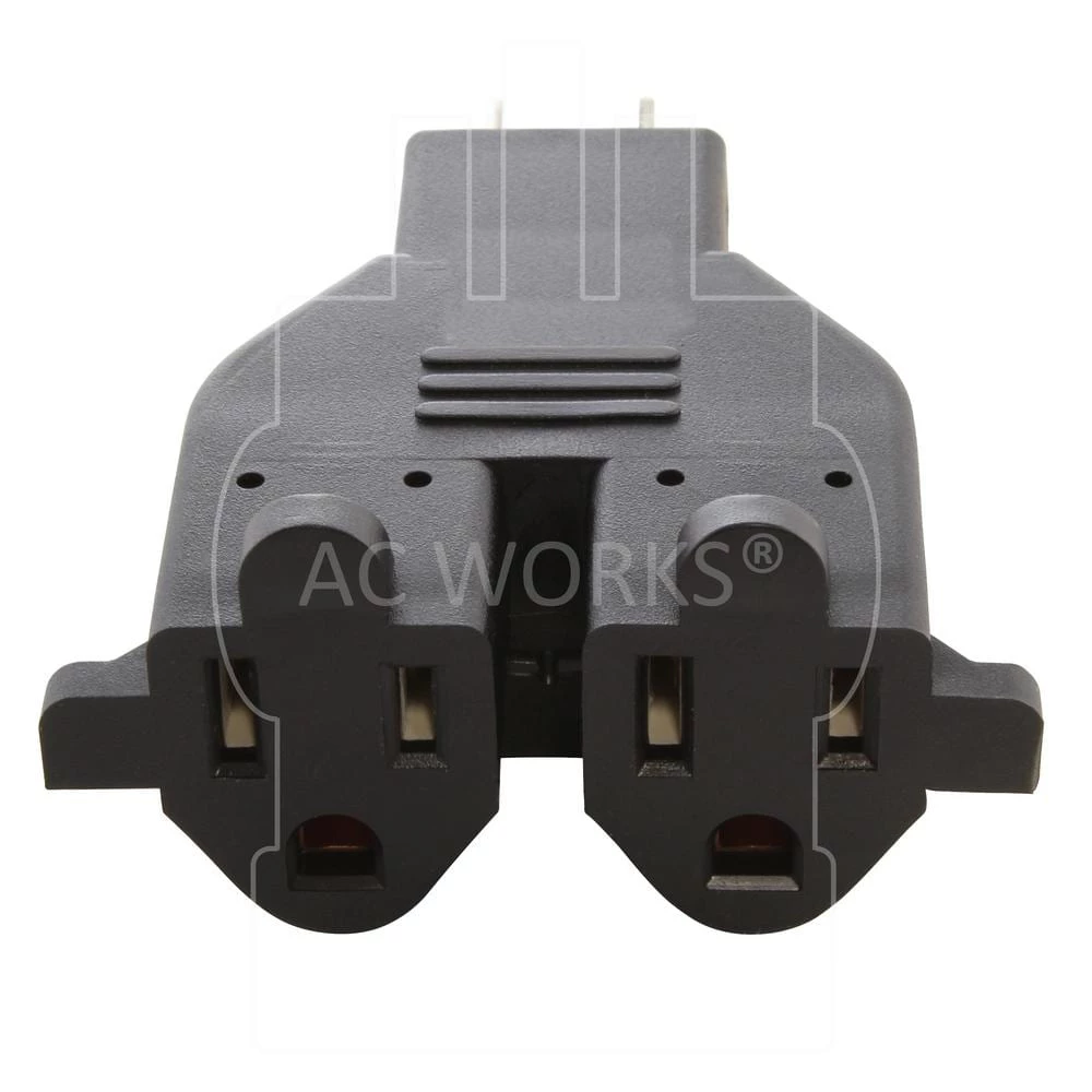 NEMA 5-15P to (2) 5-15R Regular Household 3-Prong Heavy Duty Dual Outlets Adapter by AC WORKS 6 NEMA 5-15P to (2) 5-15R Regular Household 3-Prong Heavy Duty Dual Outlets Adapter by AC WORKS - Image 4