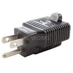 Plug Adapter 15 Amp Household Plug to 20 Amp T-Blade Female Outlet Adapter (NEMA 5-15P to 5-15/20R) by AC WORKS -AC WORKS Shop black ac works plug adapters xh515520 1f 1000