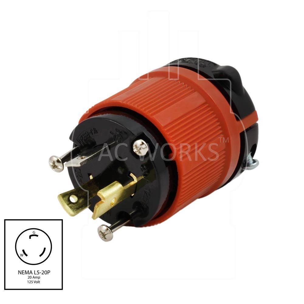 NEMA L5-20P 20 Amp 125-Volt 3-Prong Assembly Locking Male Plug by AC WORKS 4 NEMA L5-20P 20 Amp 125-Volt 3-Prong Assembly Locking Male Plug by AC WORKS - Image 2