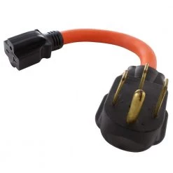 10/3 STW 1 ft. 14-50P 50 Amp RV/Range/Generator Plug to 6-15/20R 20 Amp 250-Volt T Blade Connector by AC WORKS