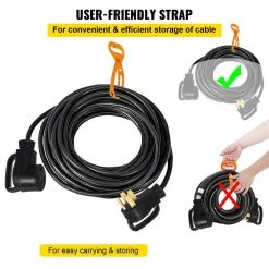 50 ft. 50 Amp RV Extension Cord Premium Power Cord RV Wire Diameter Extension Cord 6 Wire Gauge RV Cord by VEVOR -AC WORKS Shop black vevor general purpose cords hjljq50ft50a6hx01v1 fa 1000