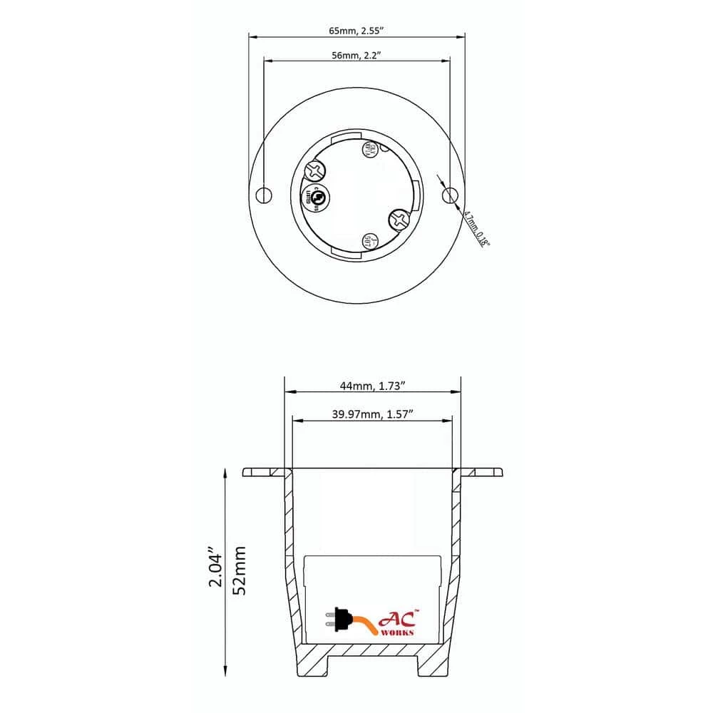 20 Amp 250-Volt NEMA 6-20R Flanged Mounting HVAC/ Power Tools Outlet Receptacle with Cover by AC WORKS 7 20 Amp 250-Volt NEMA 6-20R Flanged Mounting HVAC/ Power Tools Outlet Receptacle with Cover by AC WORKS - Image 5