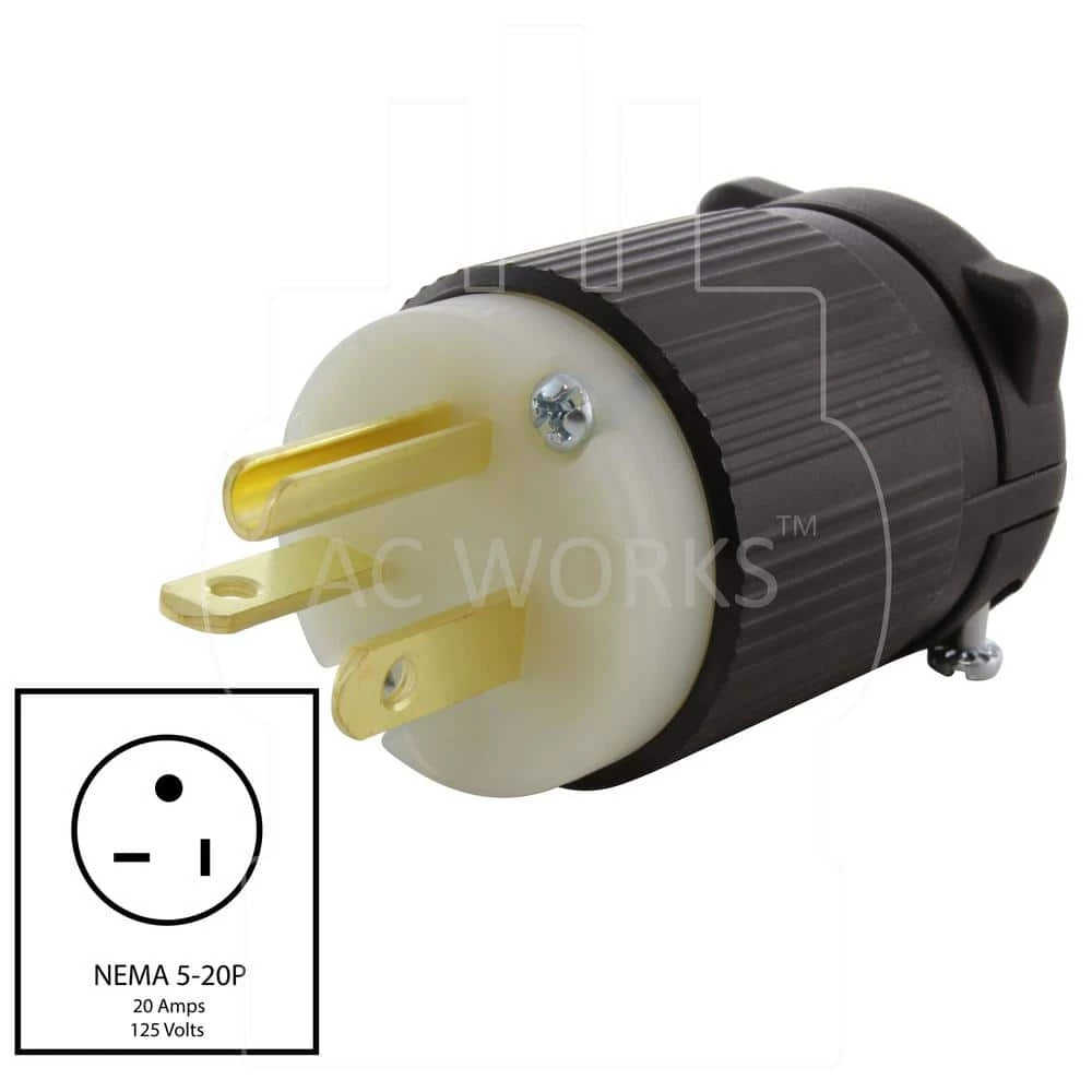 20 Amp 125-Volt NEMA 5-20P 3-Prong Industrial Heavy Duty Grade Male Plug by AC WORKS 4 20 Amp 125-Volt NEMA 5-20P 3-Prong Industrial Heavy Duty Grade Male Plug by AC WORKS - Image 2