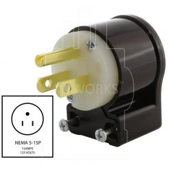 15 Amp 125-Volt NEMA 5-15P 3-Prong All Angles Elbow Household Male Plug by AC WORKS 12 15 Amp 125-Volt NEMA 5-15P 3-Prong All Angles Elbow Household Male Plug by AC WORKS -AC WORKS Shop black white ac works electrical plugs connectors ase515p 4f 1000