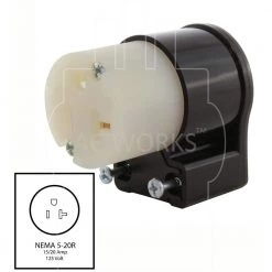 15/ 20 Amp 125-Volt NEMA 5-15/ 20R 3-Prong All Angles Elbow Household Female Connector by AC WORKS -AC WORKS Shop black white ac works electrical plugs connectors ase520r 4f 1000