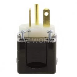 20 Amp 250-Volt NEMA 6-20P 3-Prong All Angles Elbow Industrial Grade Male Plug by AC WORKS -AC WORKS Shop black white ac works electrical plugs connectors ase620p 1f 1000