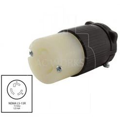 15 Amp 125-Volt NEMA L5-15R 3-Prong Industrial Grade Locking Female Connector by AC WORKS -AC WORKS Shop black white ac works electrical plugs connectors asl515r c3 1000