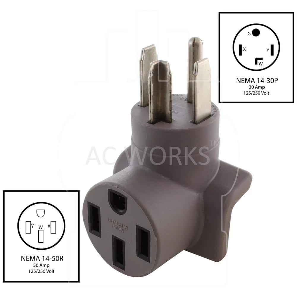 AC Connectors EV Charging Adapter NEMA 14-30P 4-Prong Dryer Plug to Tesla Electrical Vehicle Charging by AC WORKS 4 AC Connectors EV Charging Adapter NEMA 14-30P 4-Prong Dryer Plug to Tesla Electrical Vehicle Charging by AC WORKS - Image 2