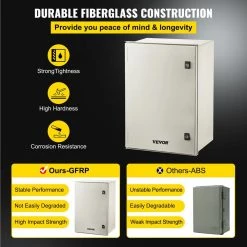 2 cu. ft. Electrical Box NENA 4X IP66 24x16x9 Junction Outlet Box Wall Mount Fiberglass 1-Gang with Mounting Plate by VEVOR -AC WORKS Shop gray vevor boxes brackets dqxfsblg60x40x231v0 4f 1000