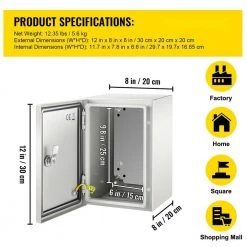 Steel Electrical Box 12 in. x 8 in. x 8 in. NEMA Waterproof Junction Box with Mounting Plate for Outdoor Indoor, Gray by VEVOR -AC WORKS Shop gray vevor boxes brackets dqxjstcfs30x20x20v0 76 1000