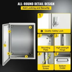 1536 cu. in. Electrical Box NENA 4X IP66 Wall Mount Junction Switch Outlet Box 16x12x8 Carbon Steel Screw Cover 1-Gang by VEVOR -AC WORKS Shop gray vevor boxes brackets dqxjstcfs40x30x20v0 44 1000