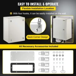 1536 cu. in. Electrical Box NENA 4X IP66 Wall Mount Junction Switch Outlet Box 16x12x8 Carbon Steel Screw Cover 1-Gang by VEVOR -AC WORKS Shop gray vevor boxes brackets dqxjstcfs40x30x20v0 fa 1000
