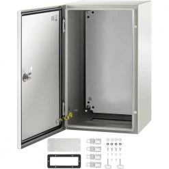 Electrical Box 20 in. x 12 in. x 10 in. NEMA 4X Steel Enclosure Reinforced Lock & Hinge Junction Box with Mounting Plate by VEVOR