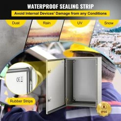 Electrical Box 24 in. x 16 in. x 10 in. NEMA 4X Steel Enclosure Reinforced Lock & Hinge Electrical Junction Box, Gray by VEVOR 13 Electrical Box 24 in. x 16 in. x 10 in. NEMA 4X Steel Enclosure Reinforced Lock & Hinge Electrical Junction Box, Gray by VEVOR -AC WORKS Shop gray vevor boxes brackets dqxjstcfs60x40x25v0 1f 1000