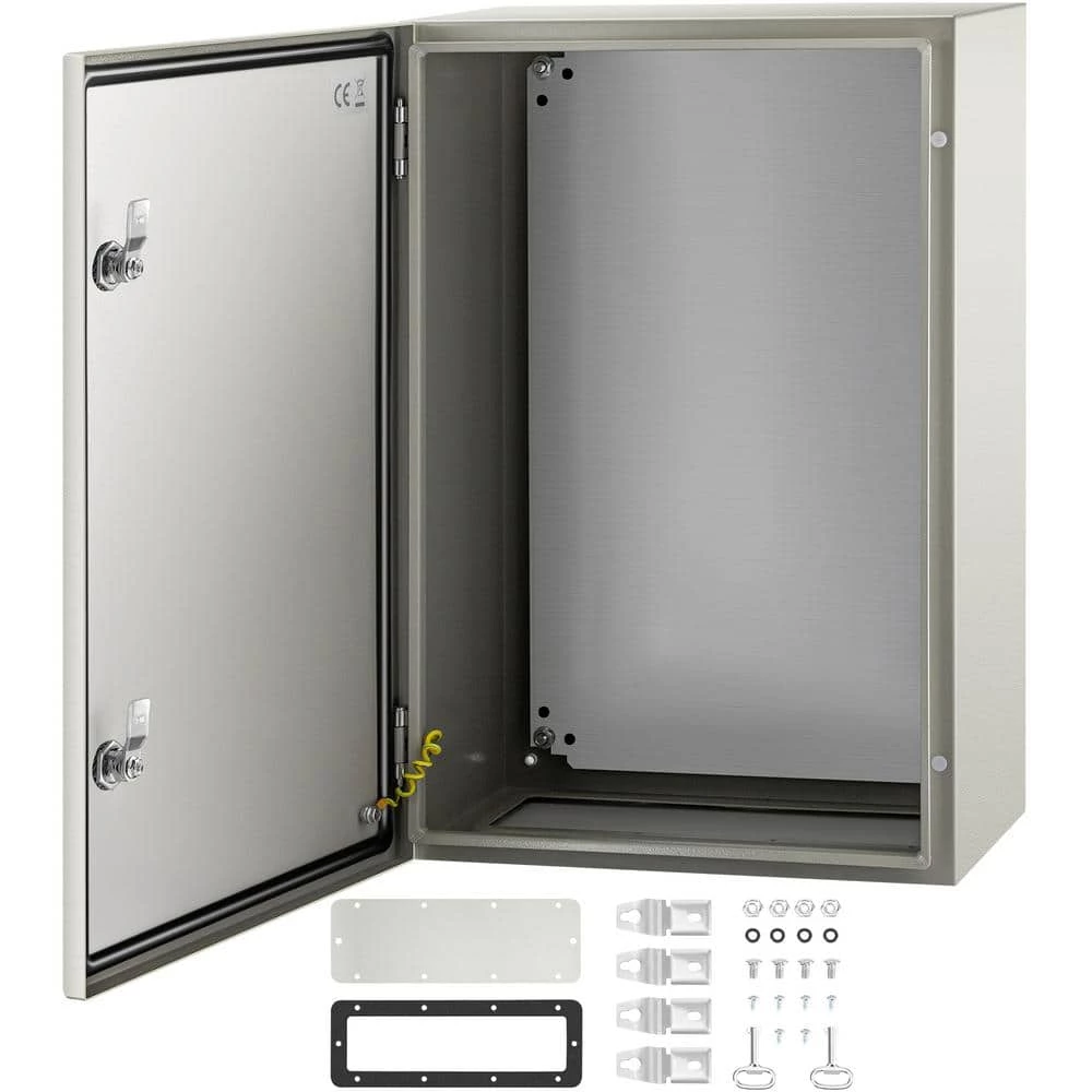 Electrical Box 24 in. x 16 in. x 10 in. NEMA 4X Steel Enclosure Reinforced Lock & Hinge Electrical Junction Box, Gray by VEVOR 3 Electrical Box 24 in. x 16 in. x 10 in. NEMA 4X Steel Enclosure Reinforced Lock & Hinge Electrical Junction Box, Gray by VEVOR