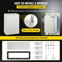 Electrical Box 24 in. x 16 in. x 10 in. NEMA 4X Steel Enclosure Reinforced Lock & Hinge Electrical Junction Box, Gray by VEVOR 15 Electrical Box 24 in. x 16 in. x 10 in. NEMA 4X Steel Enclosure Reinforced Lock & Hinge Electrical Junction Box, Gray by VEVOR -AC WORKS Shop gray vevor boxes brackets dqxjstcfs60x40x25v0 fa 1000