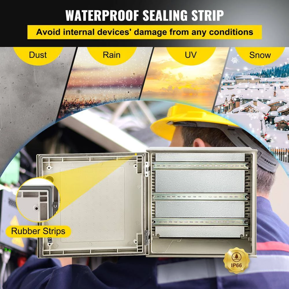 2048 cu. in. Electrical Box NENA 4X IP66 16x16x8 Junction Outlet Box Wall Mount Fiberglass 1-Gang with Mounting Plate by VEVOR 6 2048 cu. in. Electrical Box NENA 4X IP66 16x16x8 Junction Outlet Box Wall Mount Fiberglass 1-Gang with Mounting Plate by VEVOR - Image 4