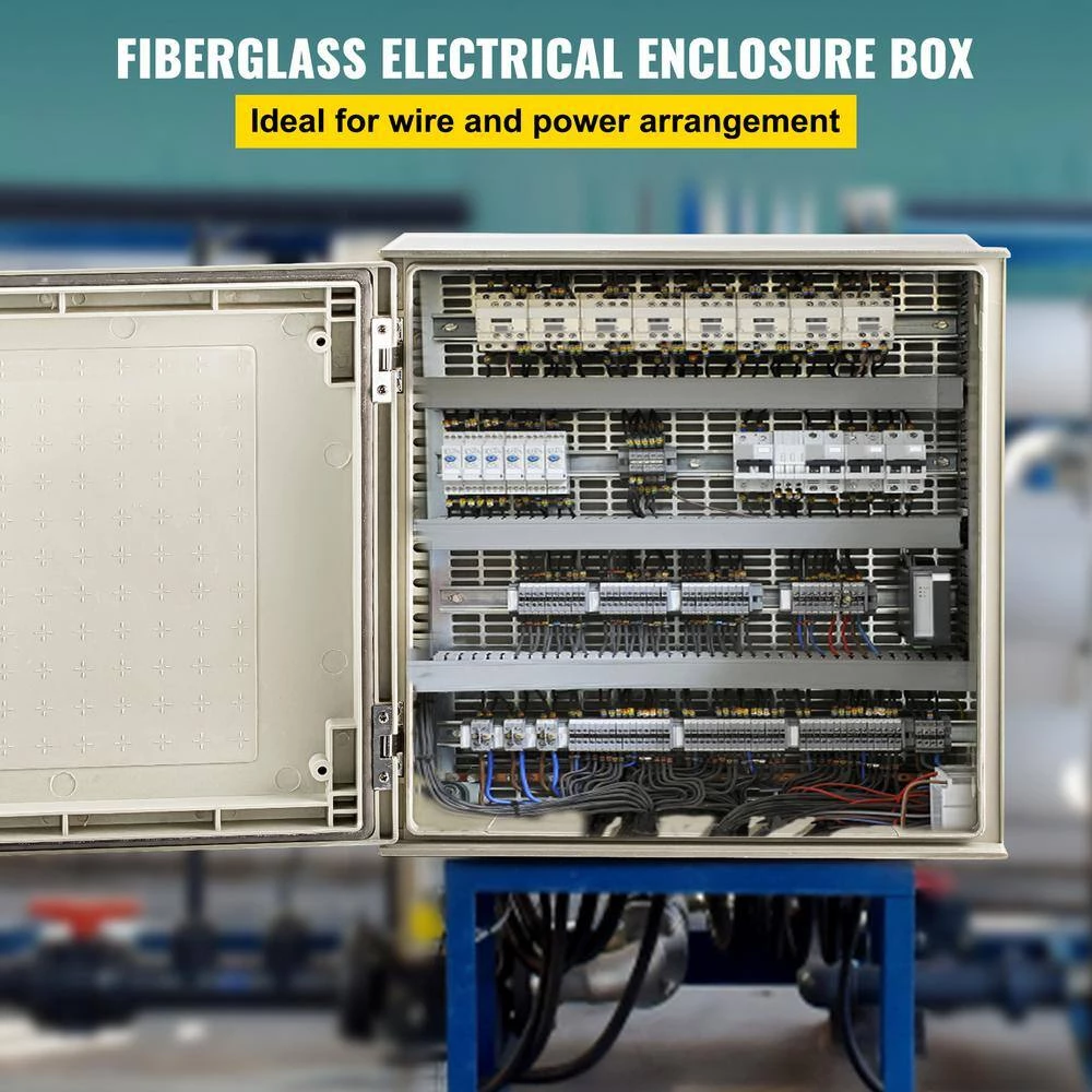 2048 cu. in. Electrical Box NENA 4X IP66 16x16x8 Junction Outlet Box Wall Mount Fiberglass 1-Gang with Mounting Plate by VEVOR 4 2048 cu. in. Electrical Box NENA 4X IP66 16x16x8 Junction Outlet Box Wall Mount Fiberglass 1-Gang with Mounting Plate by VEVOR - Image 2