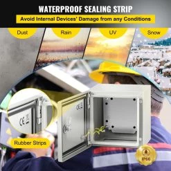 Electrical Box 8 in. x 8 in. x 6 in. NEMA 4X Steel Enclosure Reinforced Lock & Hinge Outdoor Electrical Junction Box by VEVOR -AC WORKS Shop gray vevor weatherproof boxes dqxjstcfs20x20x15v0 1f 1000