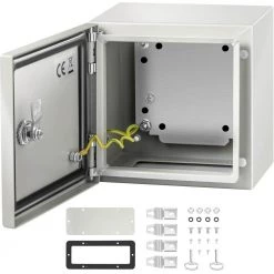 Electrical Box 8 in. x 8 in. x 6 in. NEMA 4X Steel Enclosure Reinforced Lock & Hinge Outdoor Electrical Junction Box by VEVOR