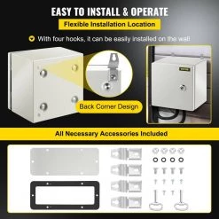 Electrical Box 8 in. x 8 in. x 6 in. NEMA 4X Steel Enclosure Reinforced Lock & Hinge Outdoor Electrical Junction Box by VEVOR -AC WORKS Shop gray vevor weatherproof boxes dqxjstcfs20x20x15v0 fa 1000