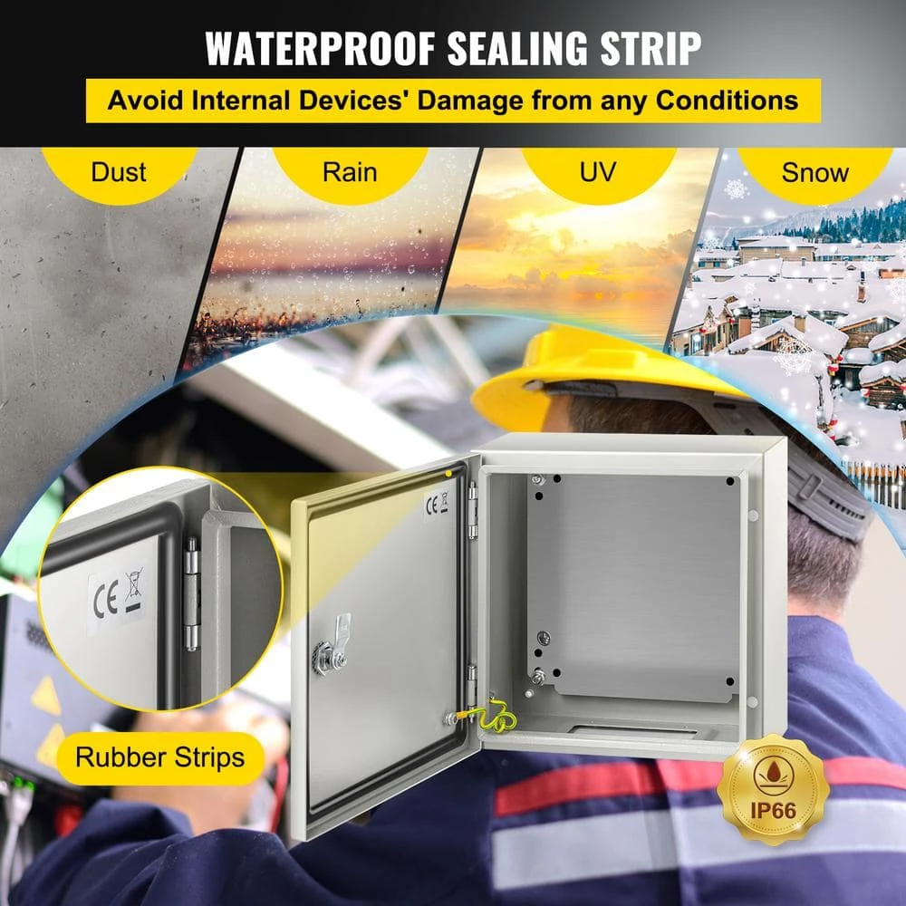 Electrical Box 12 in. x 12 in. x 6 in. IP66 Waterproof NEMA 4X Steel Electrical Junction Box with Mounting Plate, Gray by VEVOR 6 Electrical Box 12 in. x 12 in. x 6 in. IP66 Waterproof NEMA 4X Steel Electrical Junction Box with Mounting Plate, Gray by VEVOR - Image 4