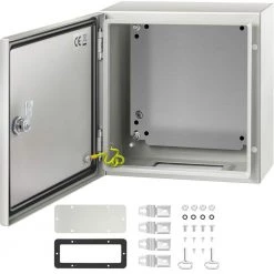 Electrical Box 12 in. x 12 in. x 6 in. IP66 Waterproof NEMA 4X Steel Electrical Junction Box with Mounting Plate, Gray by VEVOR