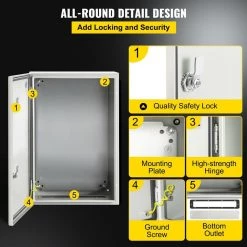 Electrical Box 24 in. x 16 in. x 12 in. Wall-Mounted Weatherproof Carbon Steel Hinged Junction Box with Mounting Plat by VEVOR -AC WORKS Shop gray vevor weatherproof boxes dqxjstcfs60x40x30v0 44 1000
