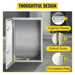 Electrical Box 24 in. x 16 in. x 12 in. Wall-Mounted Weatherproof Carbon Steel Hinged Junction Box with Mounting Plat by VEVOR -AC WORKS Shop gray vevor weatherproof boxes dqxjstcfs60x40x30v0 76 1000