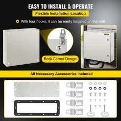 Electrical Box 24 in. x 24 in. x 8 in. NEMA 4X Steel Enclosure Waterproof Electrical Junction Box With Mounting Plate by VEVOR -AC WORKS Shop gray vevor weatherproof boxes dqxjstcfs60x60x20v0 fa 1000