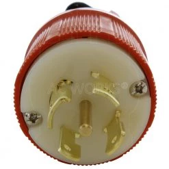 NEMA L22-30P 30A 3-Phase Y 277/480V 5-Prong Locking Male Plug with UL, C-UL Approval by AC WORKS -AC WORKS Shop orange ac works electrical plugs connectors asl2230p 4f 1000