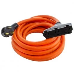 25 ft. Ā 10/3Ā TT-30PĀ RV/GeneratorĀ 30 AmpĀ PlugĀ toĀ 3Ā HouseholdĀ Outlets Extension Cord by AC WORKS