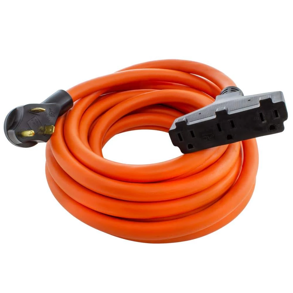 25 ft. 10/3 TT-30P RV/Generator 30 Amp Plug to 3 Household Outlets Extension Cord by AC WORKS 3 25 ft. 10/3 TT-30P RV/Generator 30 Amp Plug to 3 Household Outlets Extension Cord by AC WORKS