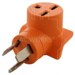 30-Amp 10-30 3-Prong Dryer Plug to 6-30R 30-Amp 250-Volt Commerical HVAC Female Adapter by AC WORKS -AC WORKS Shop orange ac works plug adapters ad1030630 1f 1000