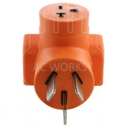 NEMA 6-20R 15 Amp/20 Amp 250-Volt T-Blade Connector to NEMA 10p-50p 50 Amp 3-Prong Plug by AC WORKS -AC WORKS Shop orange ac works plug adapters ad1050620 1f 1000