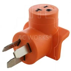 NEMA 6-20R 15 Amp/20 Amp 250-Volt T-Blade Connector to NEMA 10p-50p 50 Amp 3-Prong Plug by AC WORKS -AC WORKS Shop orange ac works plug adapters ad1050620 4f 1000