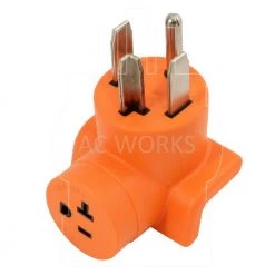Dryer Outlet Adapter 4-Prong Dryer 14-30P Plug to Household 15/20 Amp 125-Volt T Blade Female Connector by AC WORKS -AC WORKS Shop orange ac works plug adapters ad1430520 4f 1000